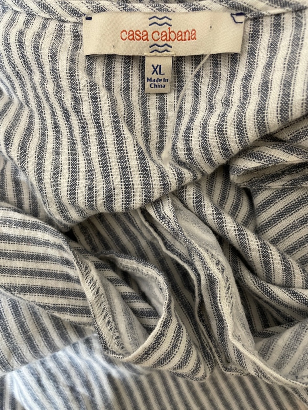 Casa Cabana XL Blue White Striped Shirt Dress Sleeveless Belt Pockets NWOT - Picture 8 of 9